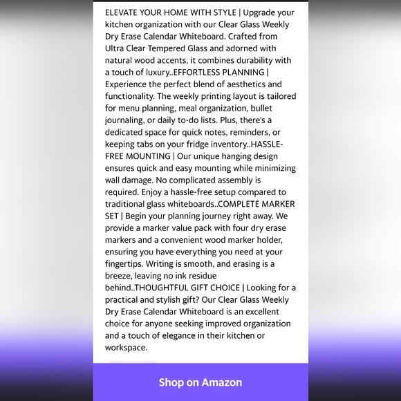 New in box glass weekly dry erase board. - Picture 4 of 6